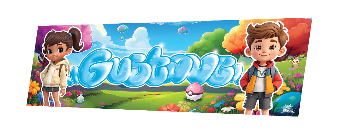 GUSTAVE - bubble bleu - fond pokemon