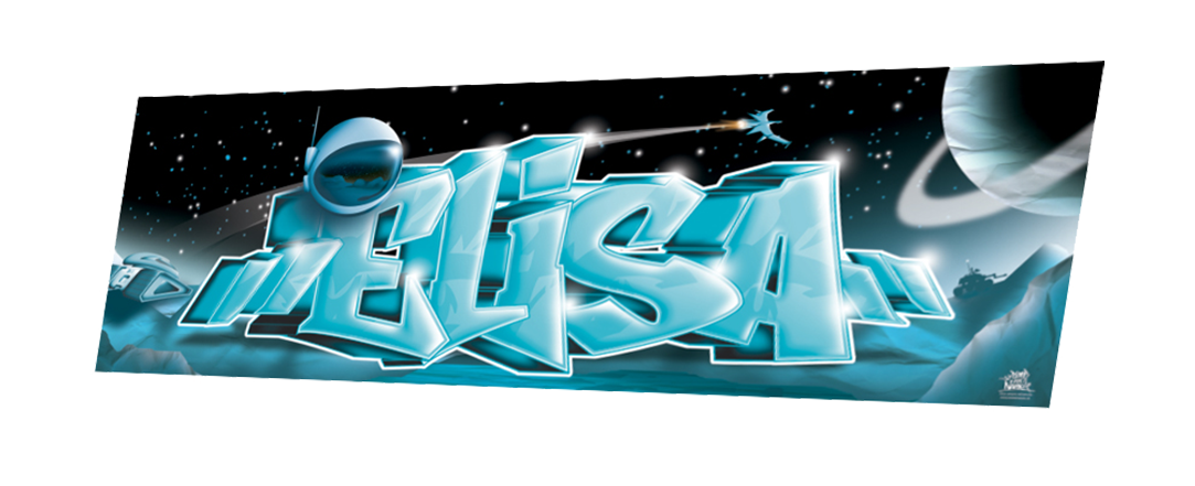 ELISA - bloc letter bleu - fond espace